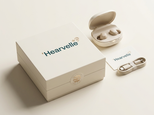 Hearvelle premium box, case, quick-start card and cable
